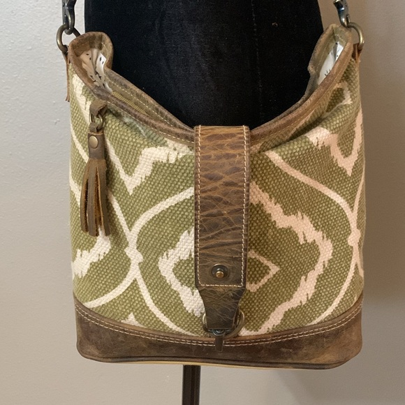 Handbags - Myra bag cotton and leather conceal carry crossbody purse adjustable strap